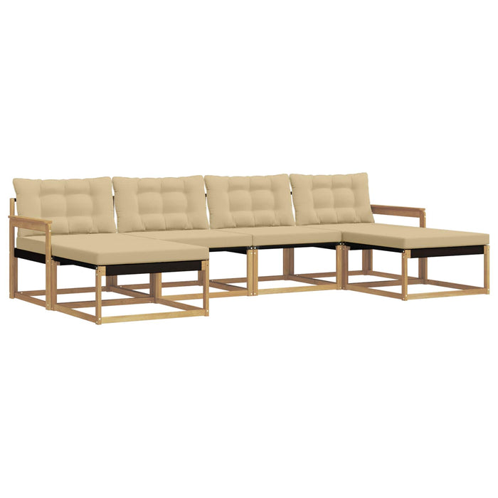 Set de canapele de exterior cu pernă 6 pcs Alb și Bej WALTI