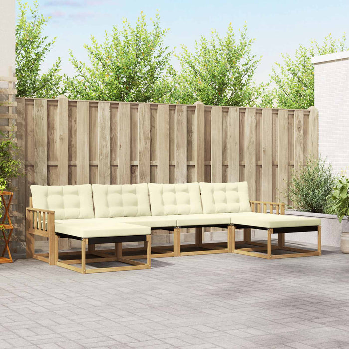 Set de canapele de exterior cu pernă 6 pcs Alb și crem WALTI