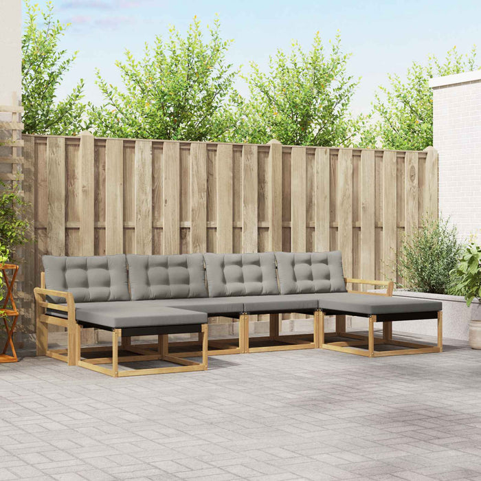 Set de canapele de exterior cu pernă 6 pcs Alb și gri deschis WALTI