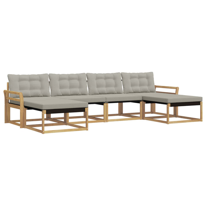 Set de canapele de exterior cu pernă 6 pcs Alb și gri deschis WALTI