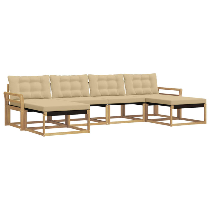 Set de canapele de exterior cu pernă 6 pcs Alb și Bej WALTI