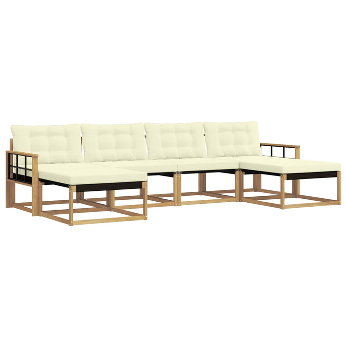 Set de canapele de exterior cu pernă 6 pcs Alb și crem WALTI