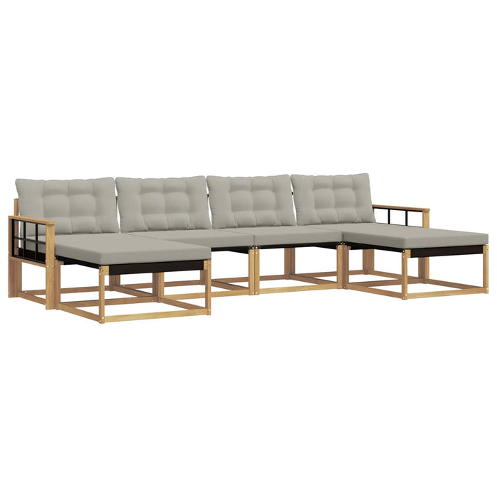 Set de canapele de exterior cu pernă 6 pcs Alb și gri deschis WALTI