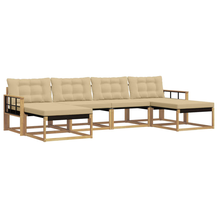 Set de canapele de exterior cu pernă 6 pcs Alb și Bej WALTI