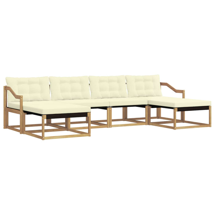 Set de canapele de exterior cu pernă 6 pcs Alb și crem WALTI