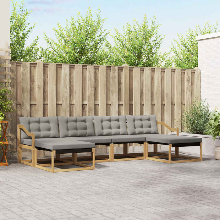 Set de canapele de exterior cu pernă 6 pcs Alb și gri deschis WALTI