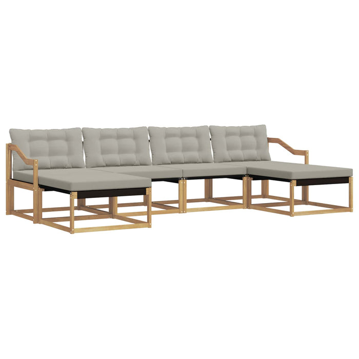 Set de canapele de exterior cu pernă 6 pcs Alb și gri deschis WALTI