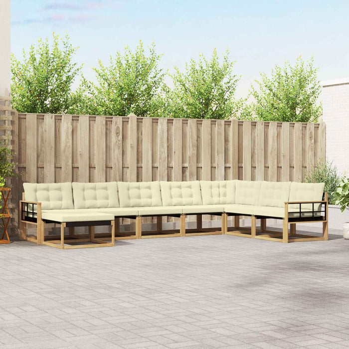 Set de canapele de exterior cu pernă 8 pcs Alb și crem WALTI