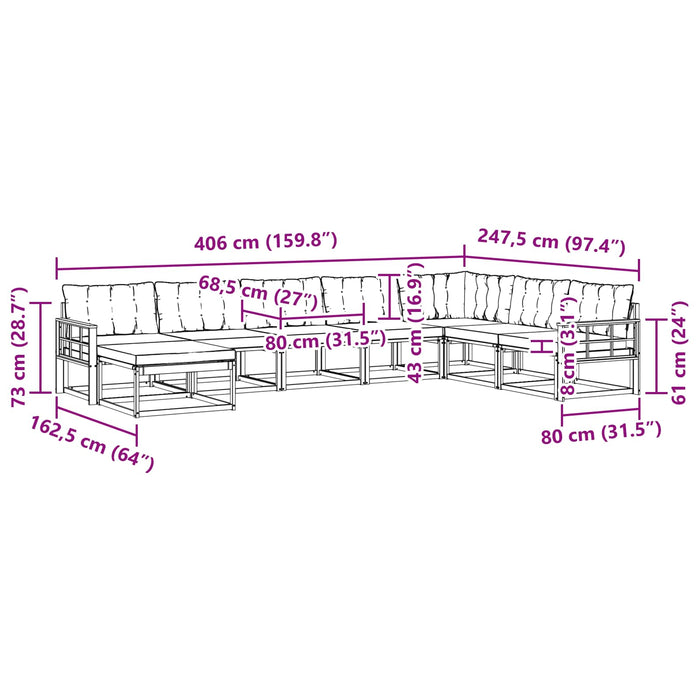Set de canapele de exterior 8 pcs Alb și gri deschis WALTI