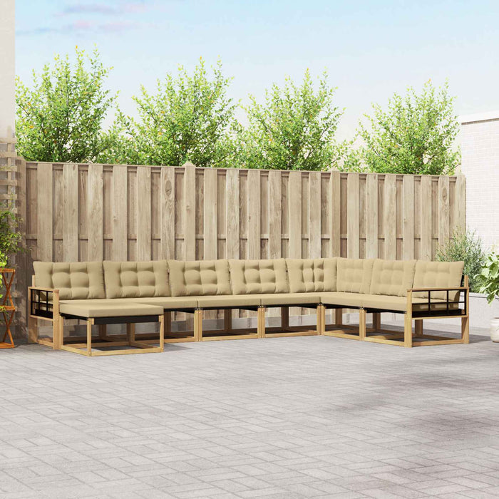 Set de canapele de exterior cu pernă 8 pcs Alb și Bej WALTI