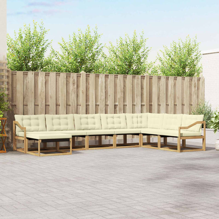 Set de canapele de exterior cu pernă 8 pcs Alb și crem WALTI