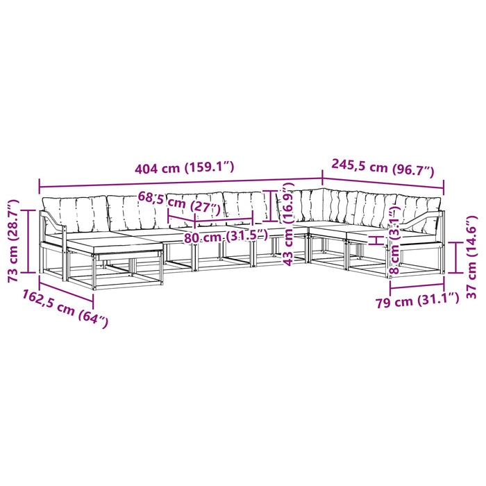 Set de canapele de exterior cu pernă 8 pcs Alb și crem WALTI