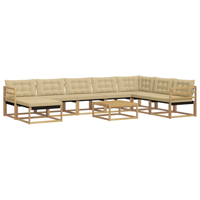 Set de canapele de exterior 9 pcs Alb și Bej WALTI