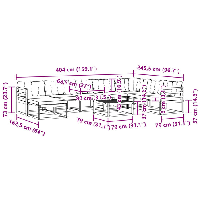 Set de canapele de exterior 9 pcs Alb și Bej WALTI