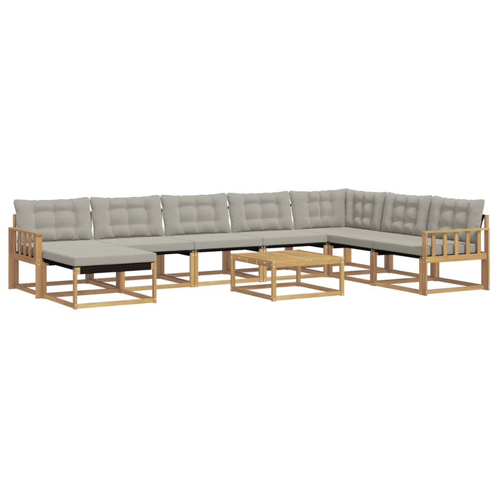 Set de canapele de exterior 9 pcs Alb și gri deschis WALTI