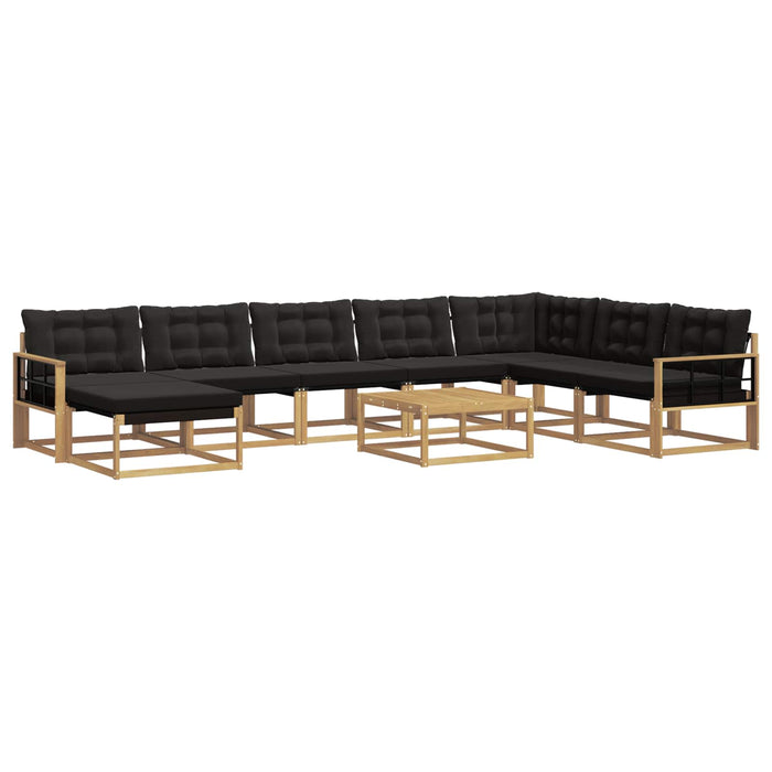 Set de canapele de exterior 9 pcs Alb și negru WALTI