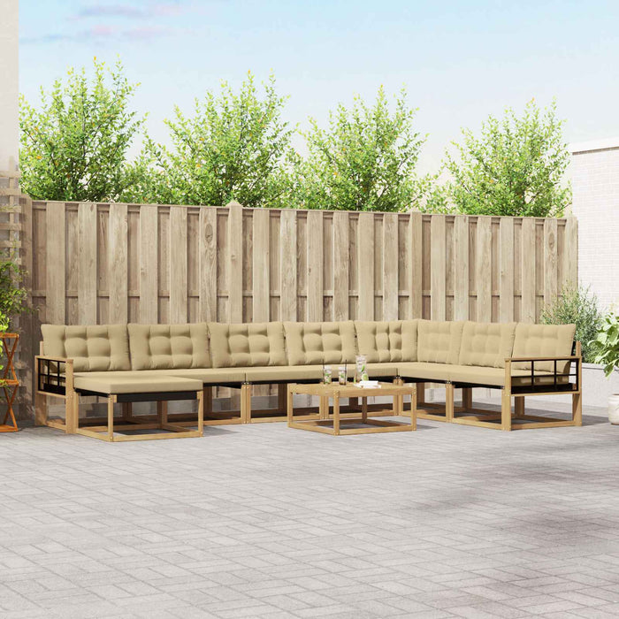 Set de canapele de exterior 9 pcs Alb și Bej WALTI