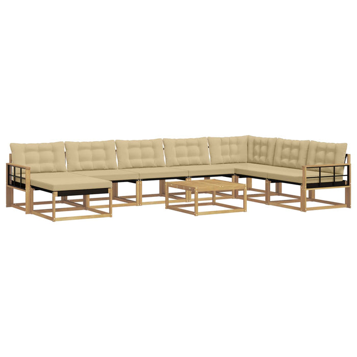 Set de canapele de exterior 9 pcs Alb și Bej WALTI