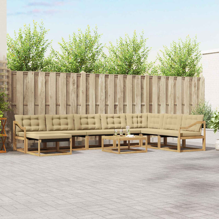 Set de canapele de exterior 9 pcs Alb și Bej 79 x 79 x 37 cm WALTI