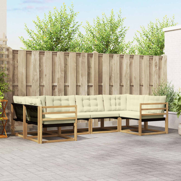 Set de canapele de exterior cu pernă 6 pcs Alb și crem WALTI