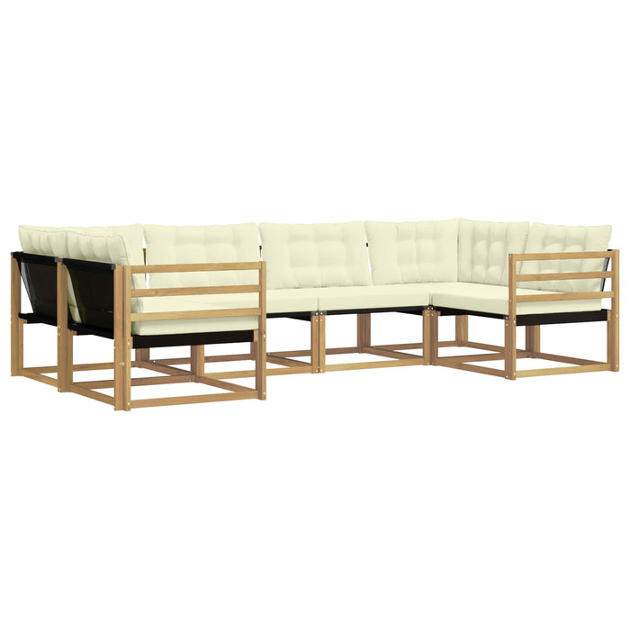 Set de canapele de exterior cu pernă 6 pcs Alb și crem WALTI