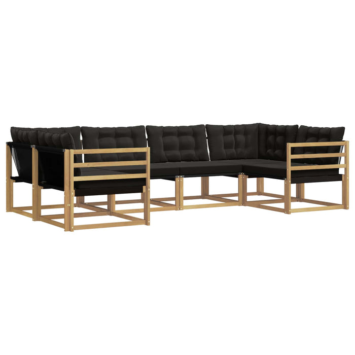 Set de canapele de exterior cu pernă 6 pcs Alb și negru WALTI