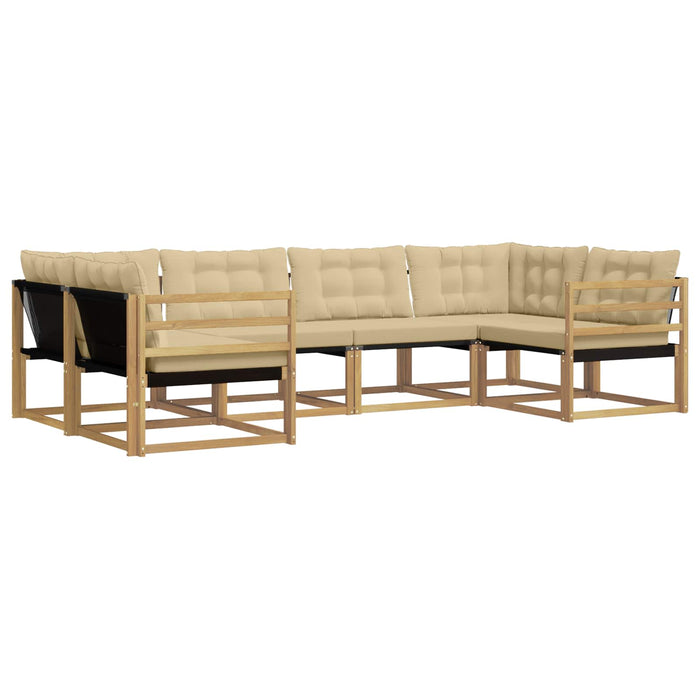 Set de canapele de exterior cu pernă 6 pcs Alb și Bej WALTI