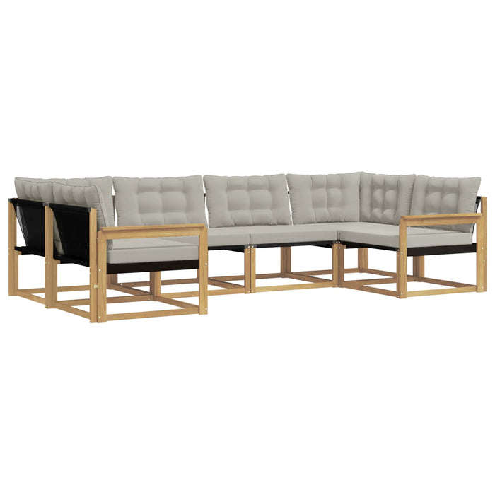 Set de canapele de exterior cu pernă 6 pcs Alb și gri deschis WALTI