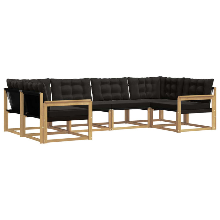 Set de canapele de exterior cu pernă 6 pcs Alb și negru WALTI