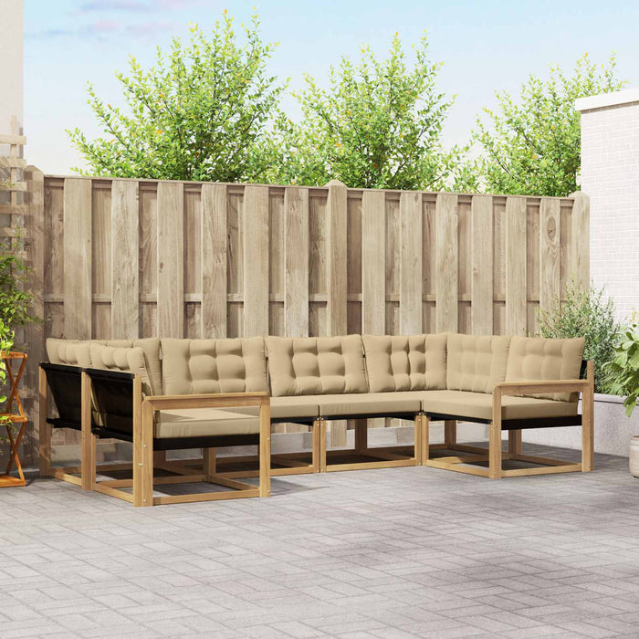 Set de canapele de exterior cu pernă 6 pcs Alb și Bej WALTI