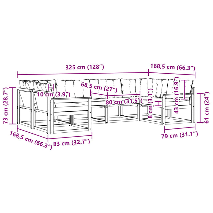 Set de canapele de exterior cu pernă 6 pcs Alb și Bej WALTI