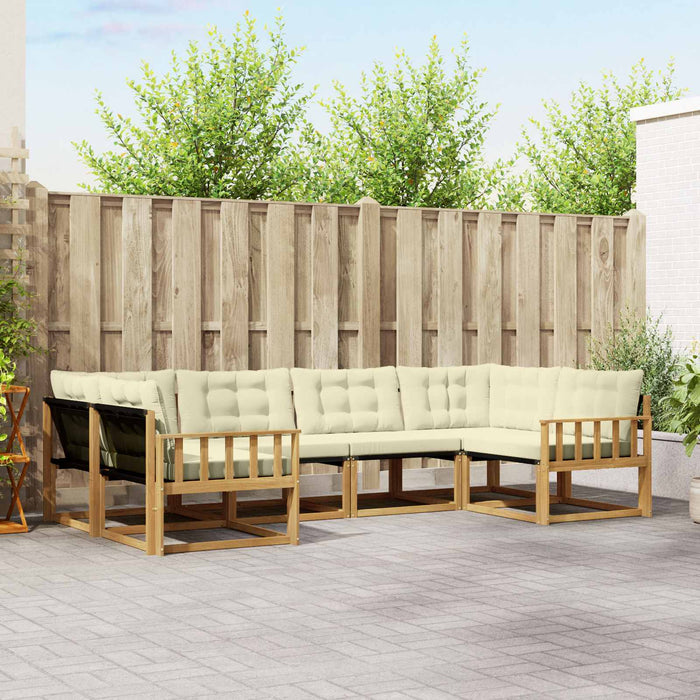 Set de canapele de exterior cu pernă 6 pcs Alb și crem WALTI