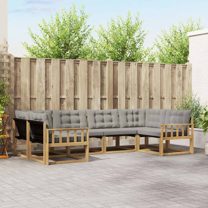 Set de canapele de exterior cu pernă 6 pcs Alb și gri deschis WALTI