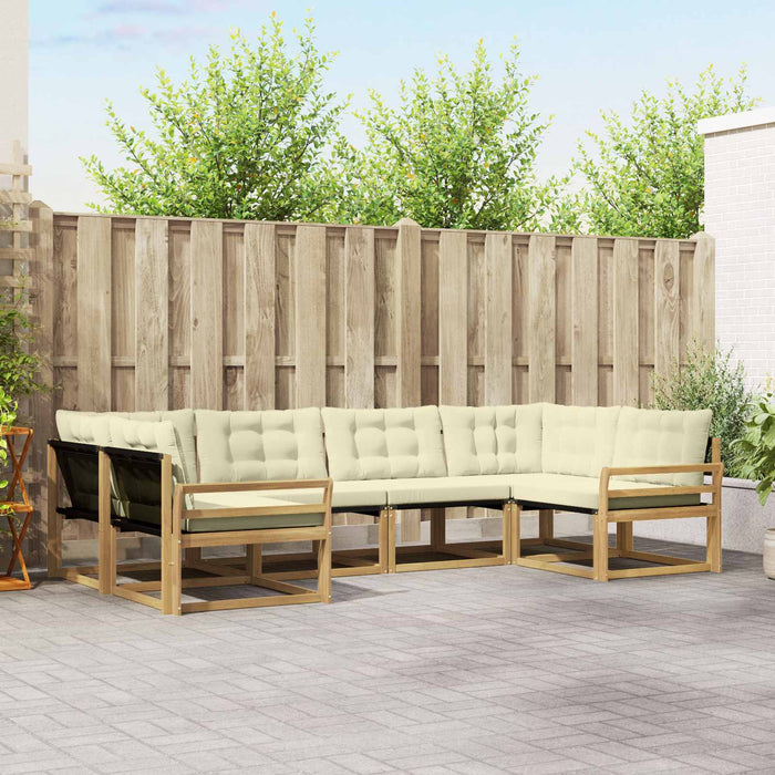 Set de canapele de exterior cu pernă 6 pcs Alb și crem WALTI