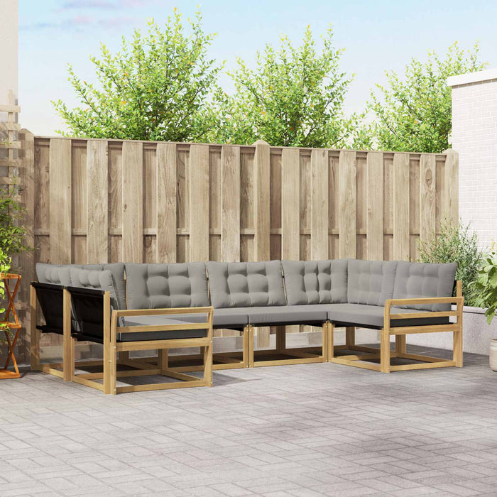 Set de canapele de exterior cu pernă 6 pcs Alb și gri deschis WALTI