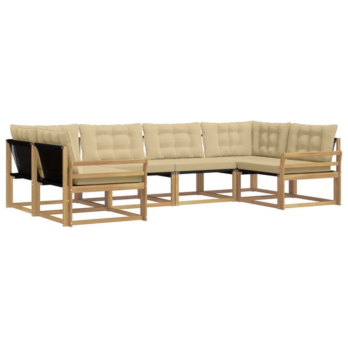 Set de canapele de exterior cu pernă 6 pcs Alb și Bej WALTI