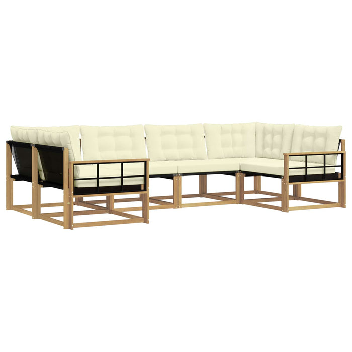 Set de canapele de exterior cu pernă 6 pcs Alb și crem WALTI