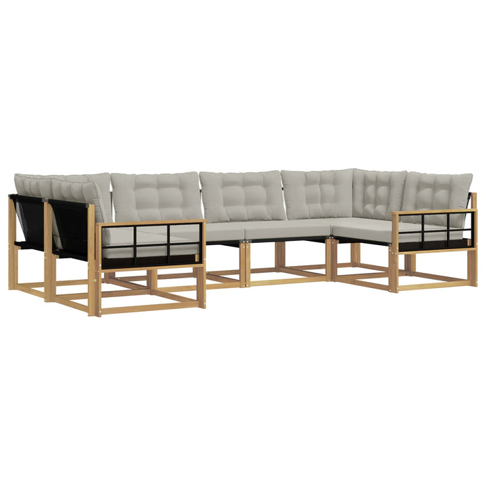 Set de canapele de exterior cu pernă 6 pcs Alb și gri deschis WALTI