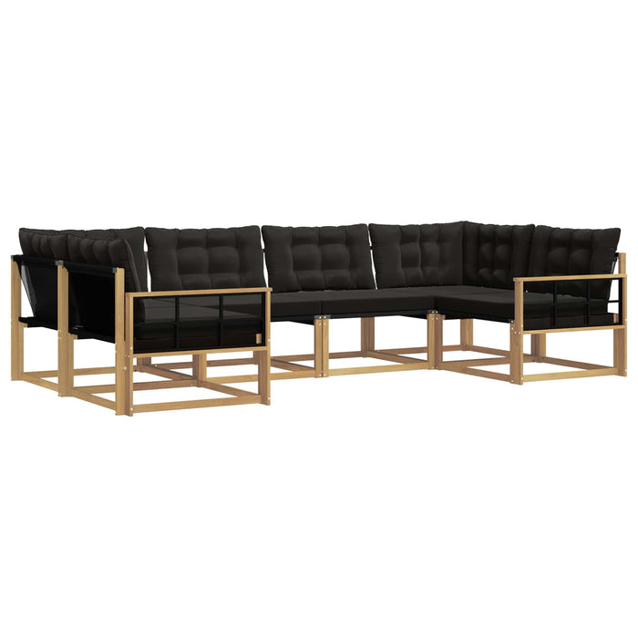 Set de canapele de exterior cu pernă 6 pcs Alb și negru WALTI
