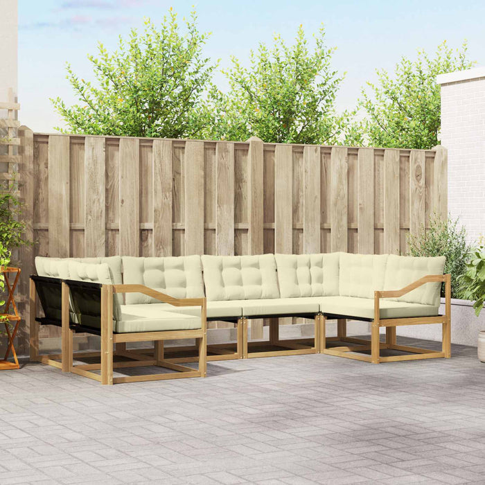 Set de canapele de exterior cu pernă 6 pcs Alb și crem WALTI