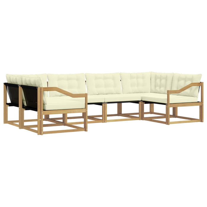 Set de canapele de exterior cu pernă 6 pcs Alb și crem WALTI
