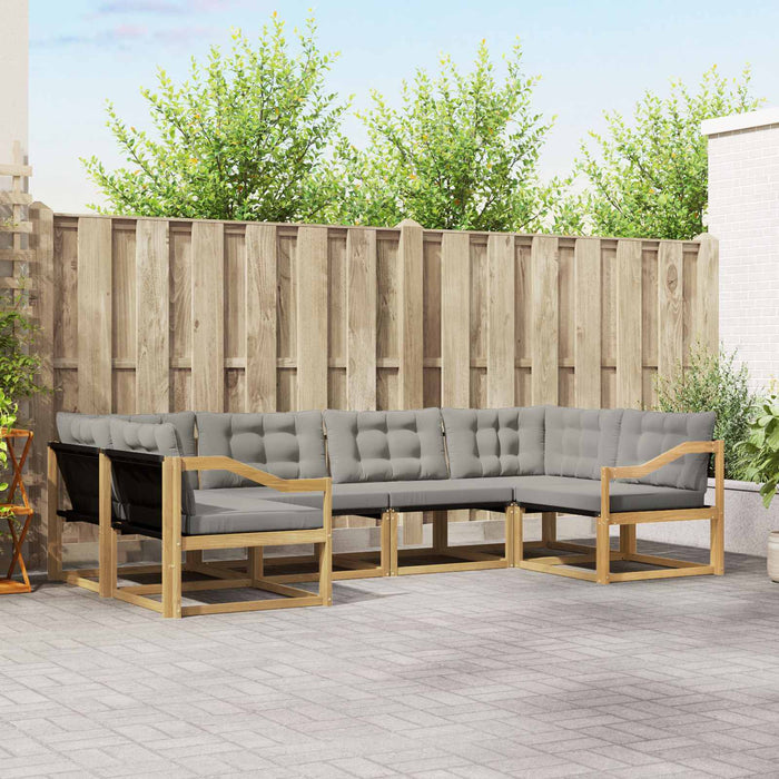 Set de canapele de exterior cu pernă 6 pcs Alb și gri deschis WALTI