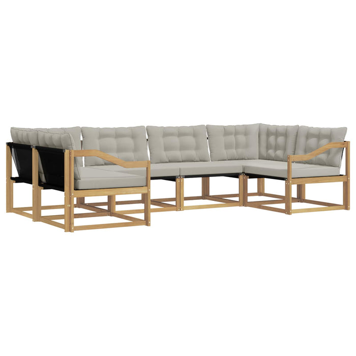 Set de canapele de exterior cu pernă 6 pcs Alb și gri deschis WALTI