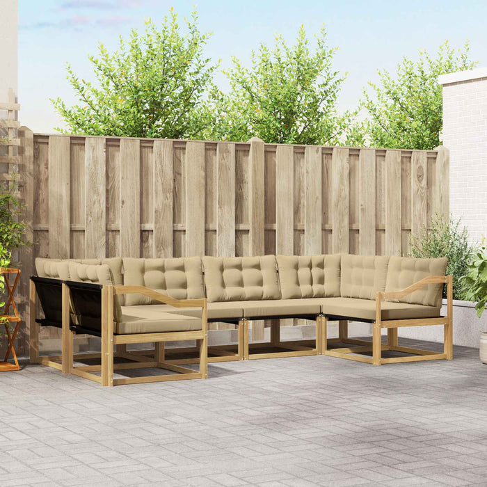 Set de canapele de exterior cu pernă 6 pcs Alb și Bej WALTI