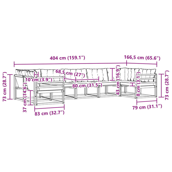 Set de canapele de exterior cu pernă 7 pcs Alb și negru WALTI