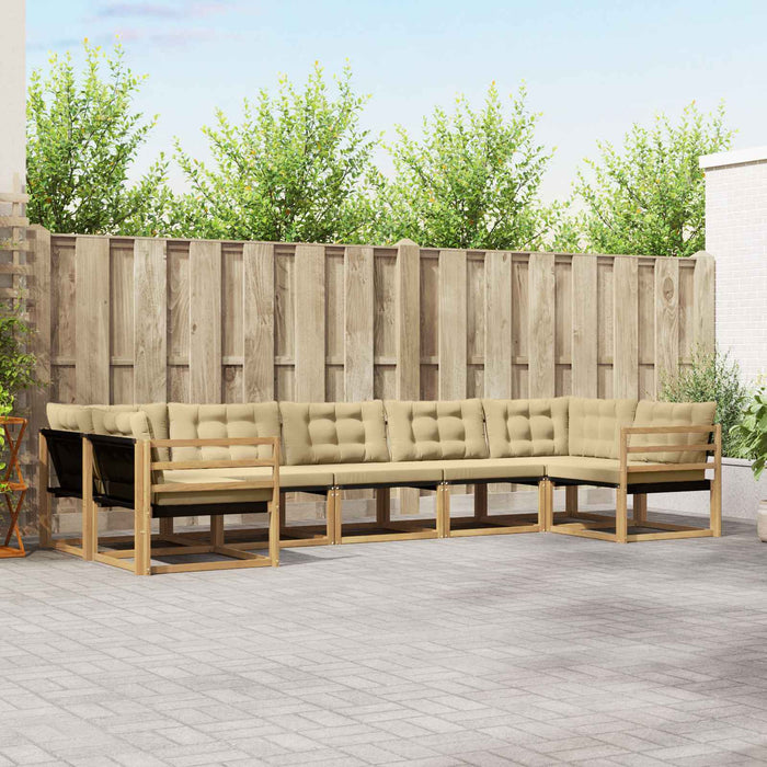 Set de canapele de exterior cu pernă 7 pcs Alb și Bej WALTI