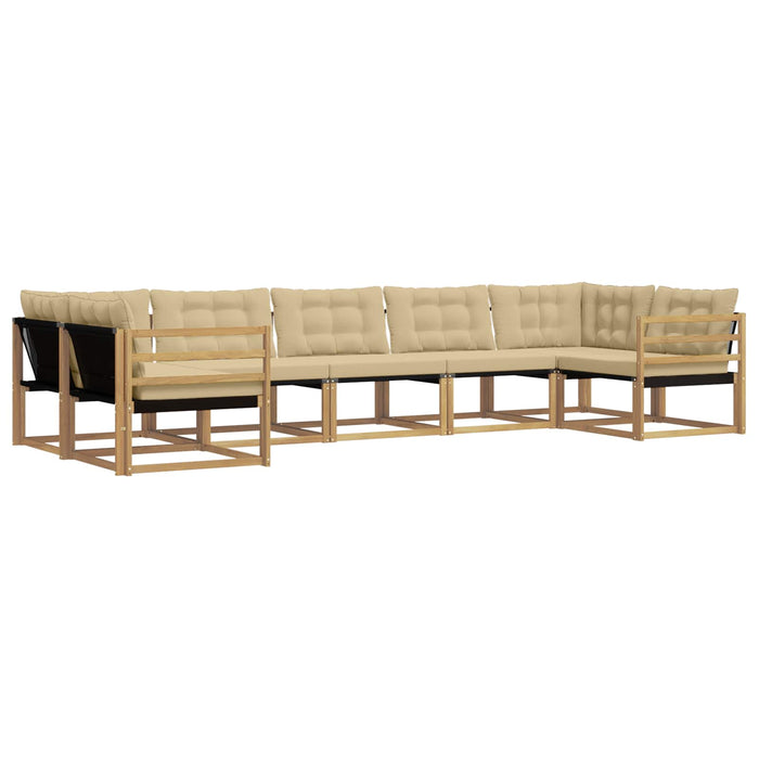 Set de canapele de exterior cu pernă 7 pcs Alb și Bej WALTI