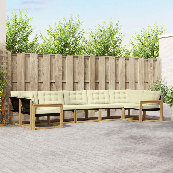 Set de canapele de exterior cu pernă 7 pcs Alb și crem WALTI