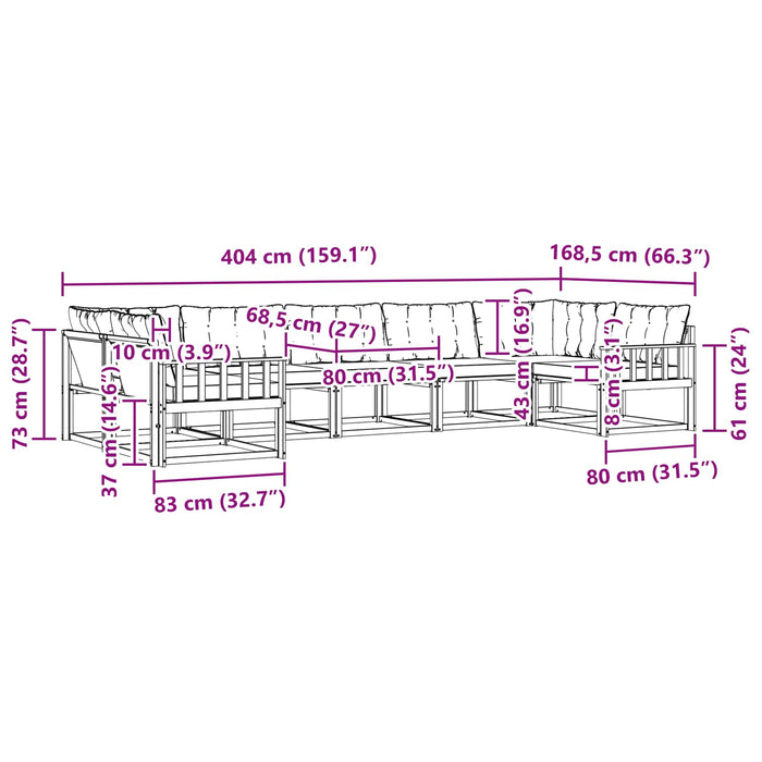 Set de canapele de exterior cu pernă 7 pcs Alb și negru WALTI