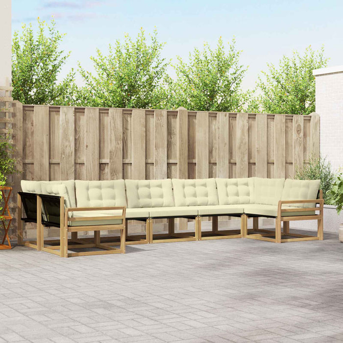 Set de canapele de exterior cu pernă 7 pcs Alb și crem WALTI